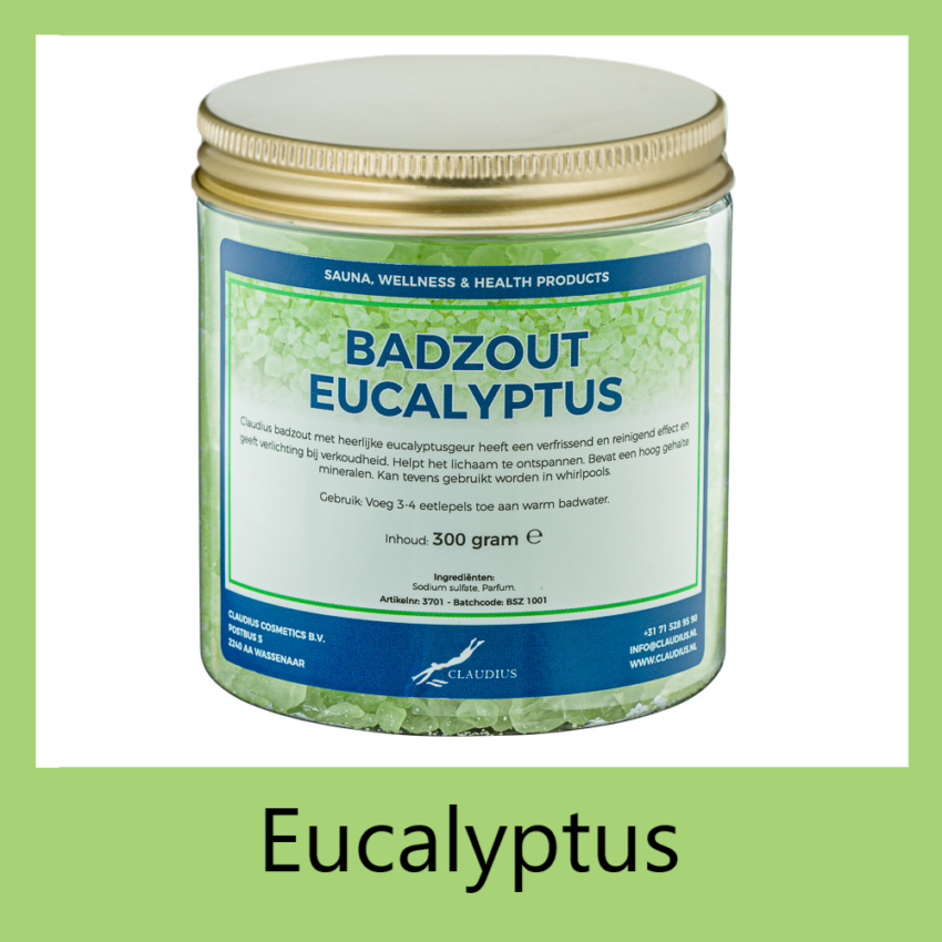 Badzout Eucalyptus 300 met etiket goud