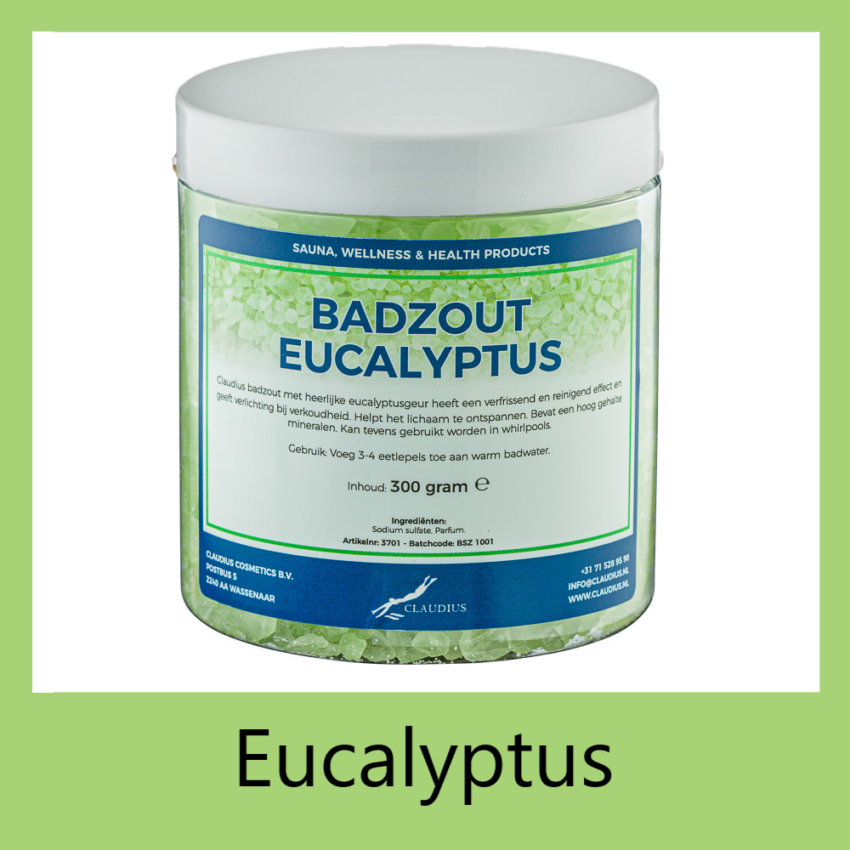 Badzout Eucalyptus 300 met etiket wit