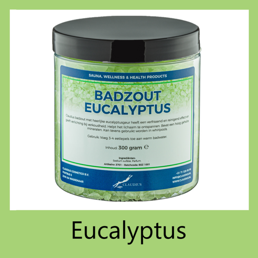 Badzout Eucalyptus 300 met etiket zwart