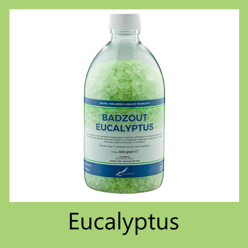 Badzout Eucalyptus 600 met etiket wit