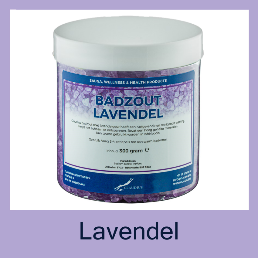 Badzout Lavendel 300 met etiket wit