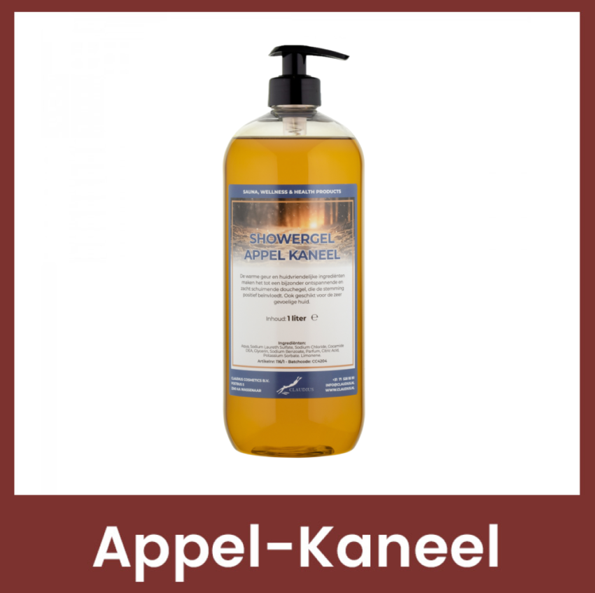 Showergel Appel-Kaneel 1 liter met pomp (transparant)