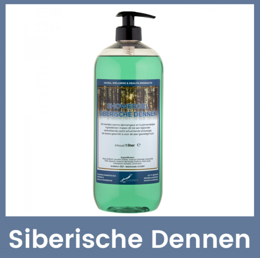 Showergel Siberische dennen 1 liter met pomp (transparant)