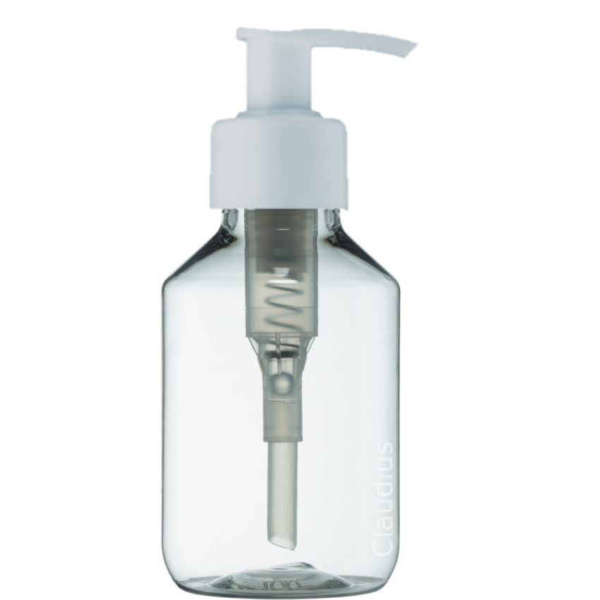 148. 100 ml - transparant - witte pomp