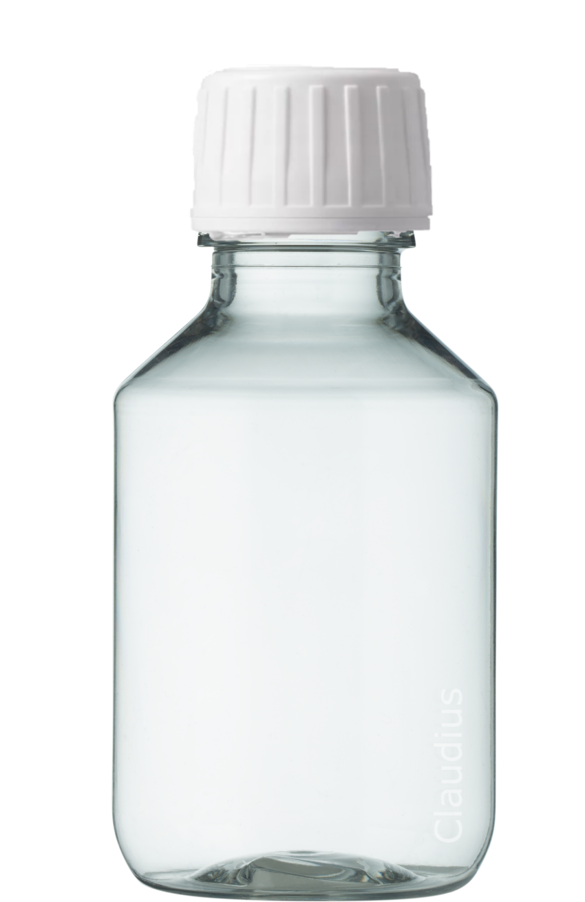 149. 100 ml - transparant -witte dop (luxe)