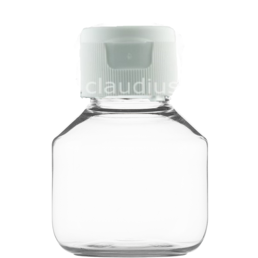 197. 50 ml transparant - witte klepdop