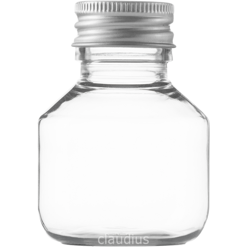 85. 50 ml transparant - aluminium dop