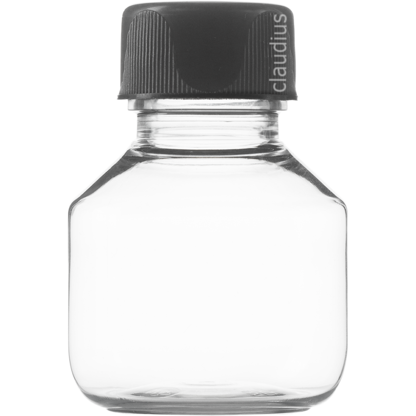 86. 50 ml transparant - zwarte ribbel dop