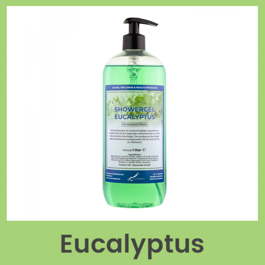 Showergel Eucalyptus 1 liter met pomp transparant
