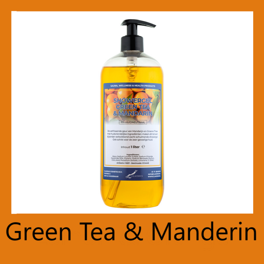 Showergel Green Tea en Manderin 1 liter transparant