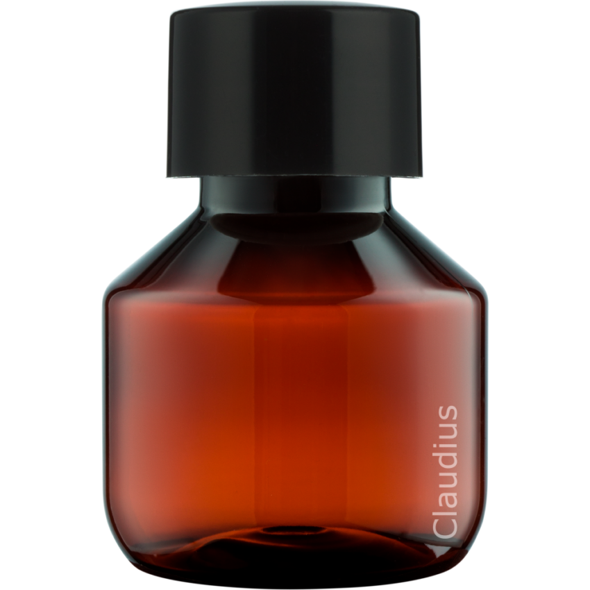103. 50 ml amber - gladde zwarte dop
