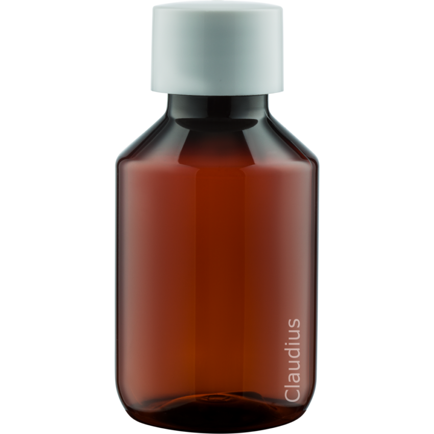 106. 100 ml amber - witte gladde dop