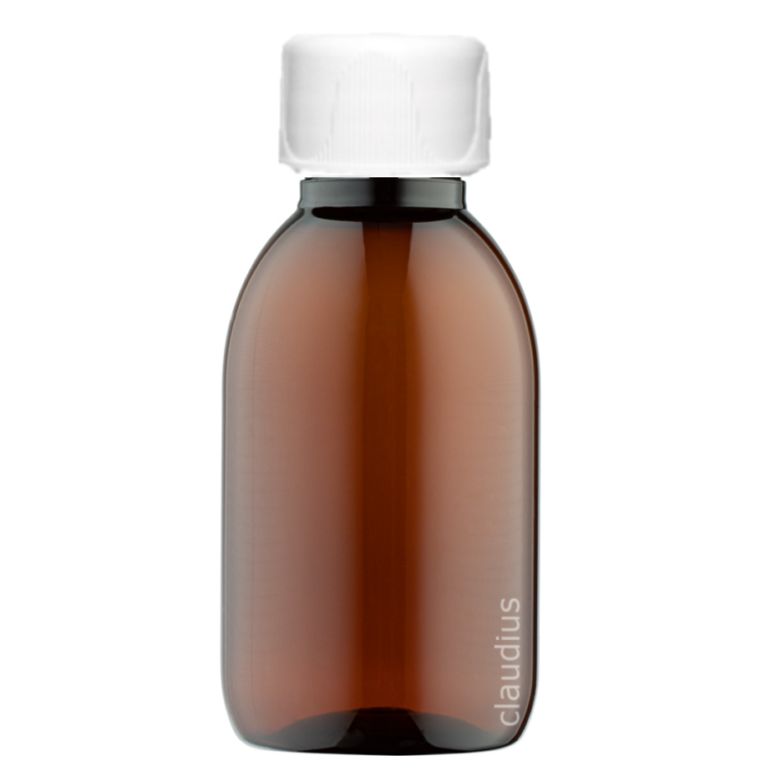 227. 125 ml amber - witte ribbel dop
