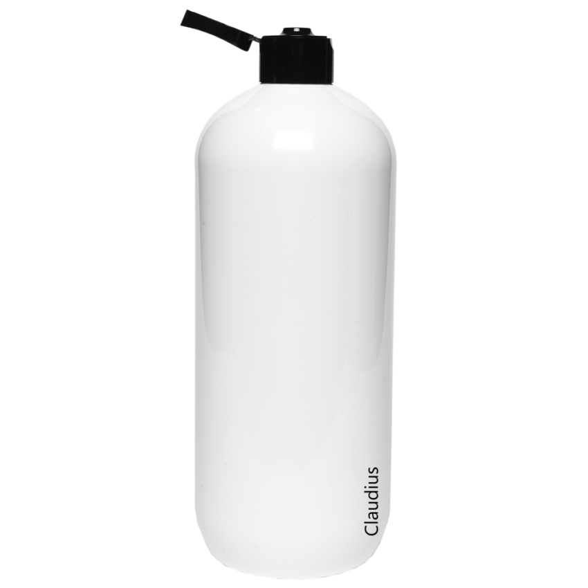 28. 1 liter HDPE wit met zwarte klepdop