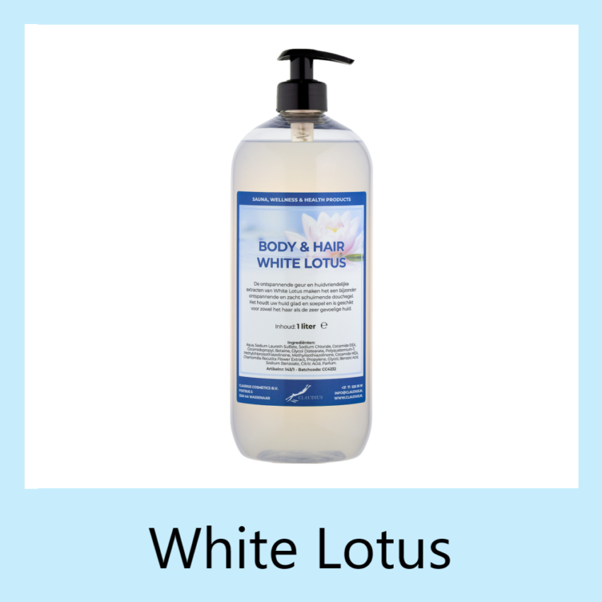 Body-en-Hair White Lotus 1 liter met pomp (transparant)