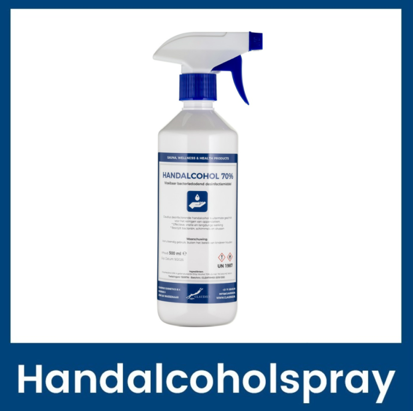 Handalcoholspray 500 ml met spraykop (wit)