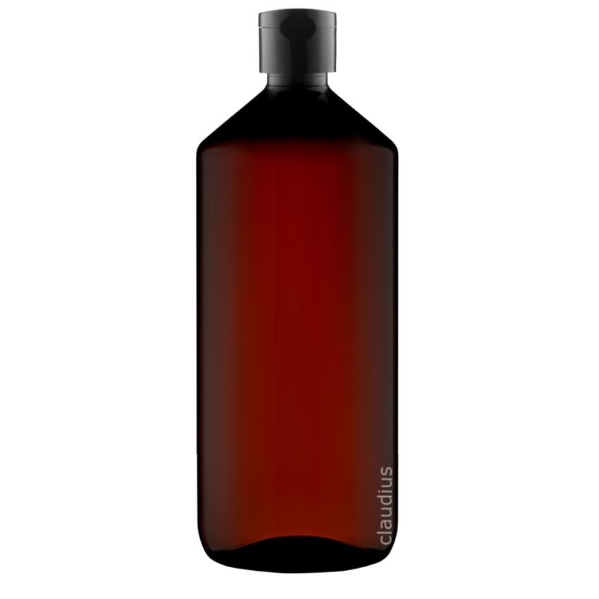 133. 1 liter amber apothekers - zwarte klepdop