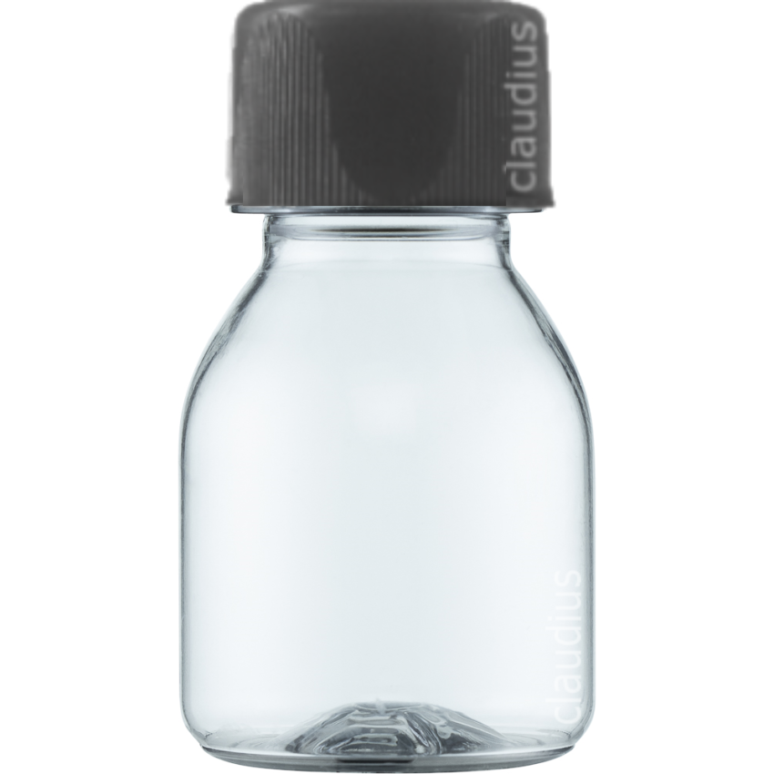 193. Fles 60 ml clear shot ducona zwarte ribbeldop