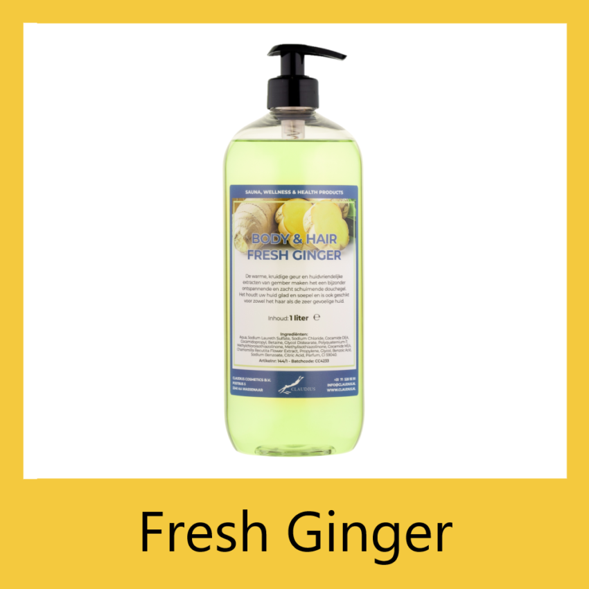 Body-en-Hair Fresh Ginger 1 liter met pomp (transparant)