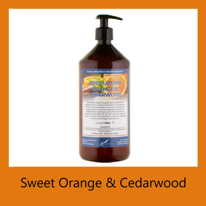 Bodylotion Orange & Cedarwood 1 liter met pomp - amber