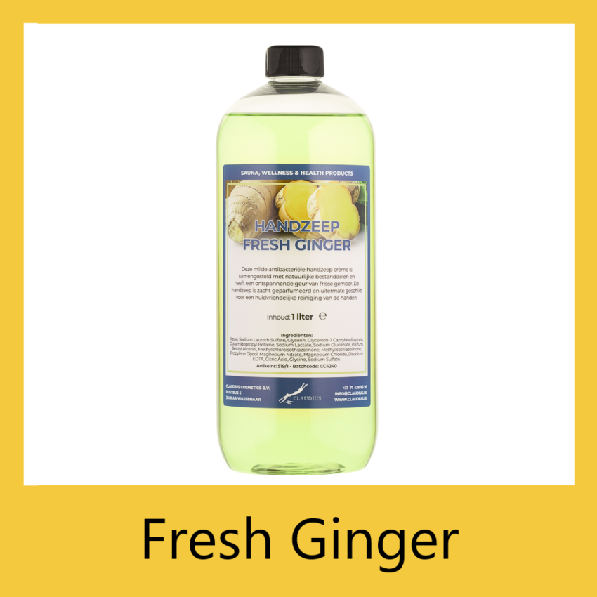 Handzeep Fresh Ginger 1 liter met dop (transparant)