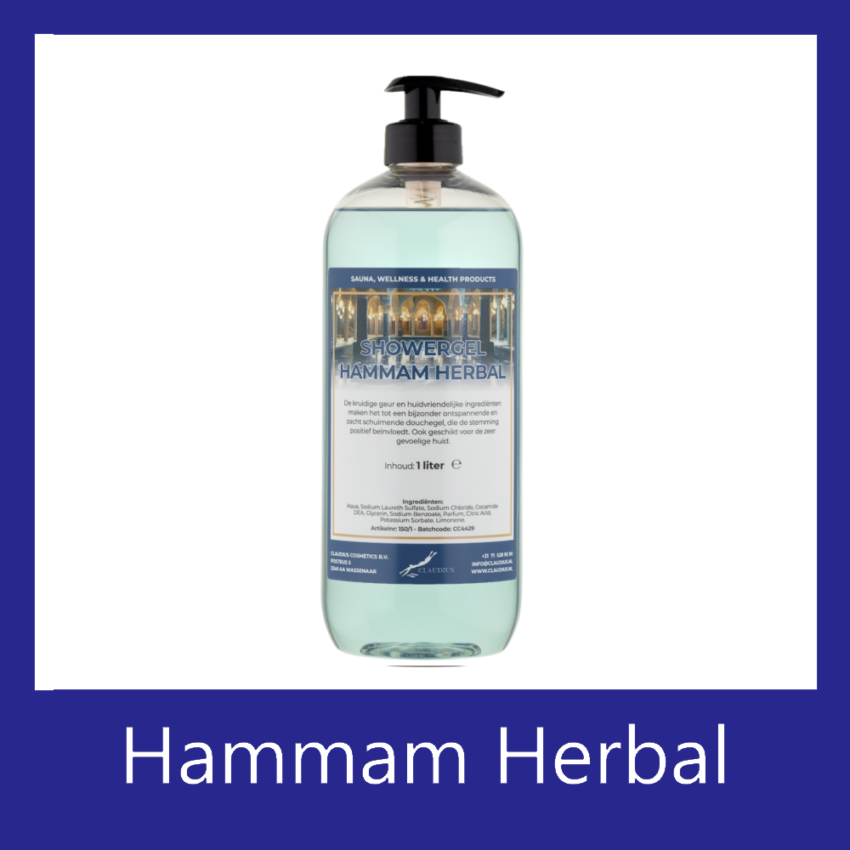 Showergel Hammam Herbal 1 liter met pomp (transparant)