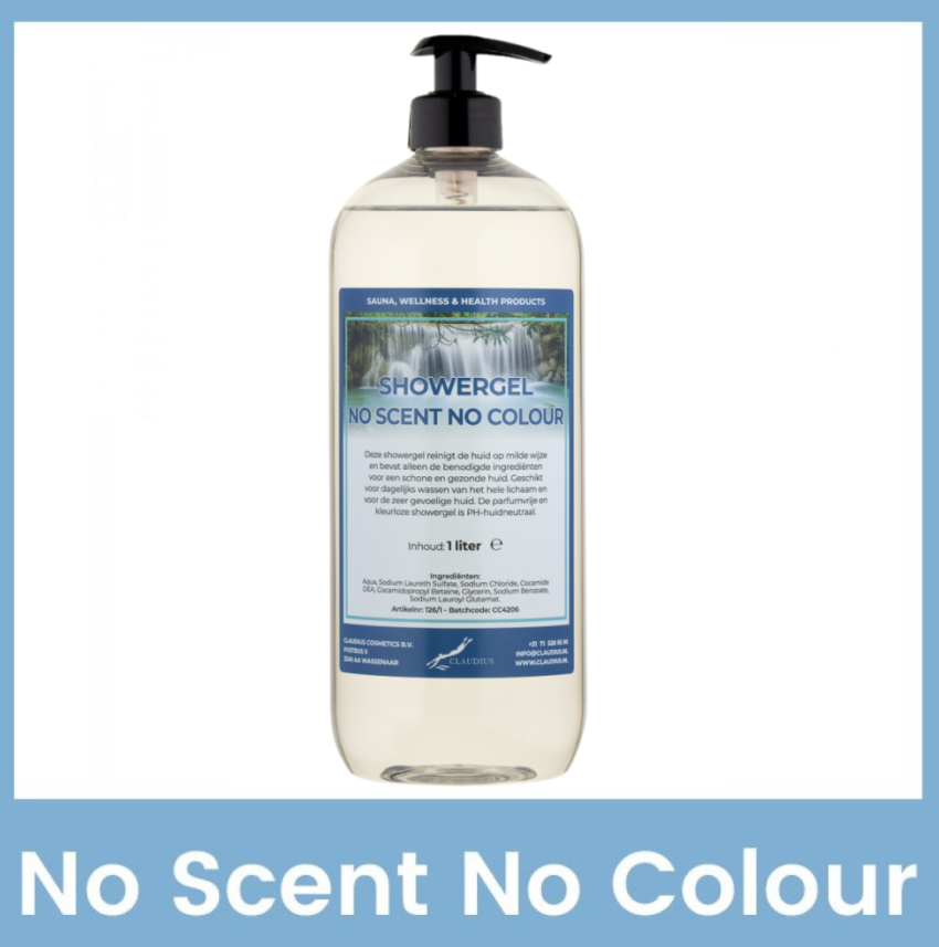 Showergel No Scent No Colour 1 liter met pomp (transparant)