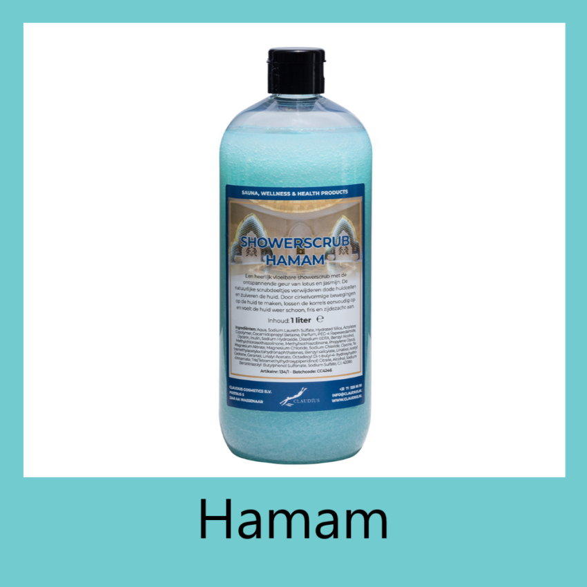 Showerscrub Hamam 1 liter (transparant) met kader