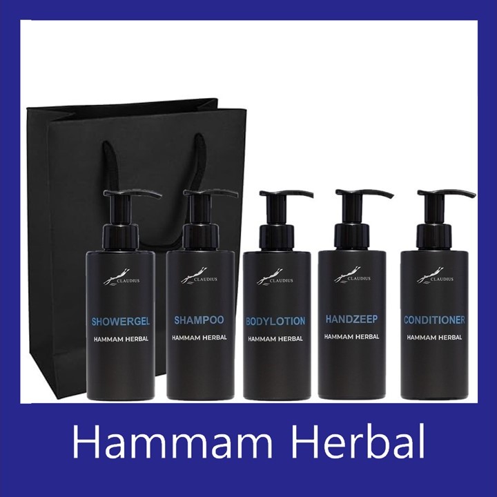 Compleet Pakket Hammam Herbal - set van 5 stuks met tasje en kader