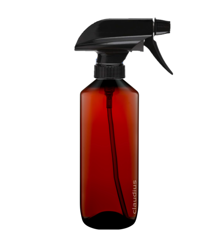 479. 500 ml amber apothekers met zwarte spraykop