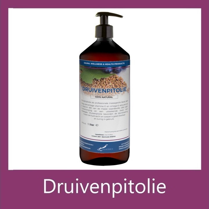 Druivenpitolie 1 liter - amber met zwarte pomp(met kader)