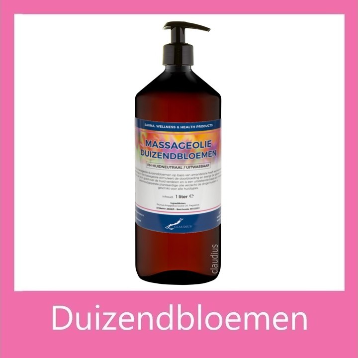 Duizendbloemenolie 1 liter - amber met zwarte pomp (met kader)