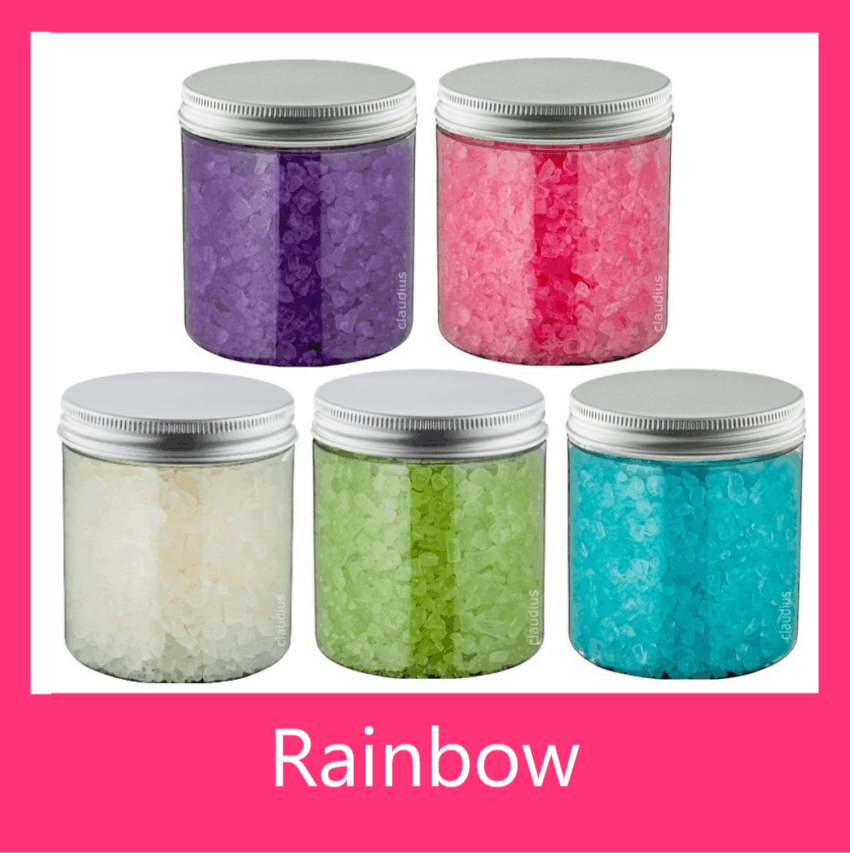Badzout regenboog 300 gram 5 stuks aluminium deksel